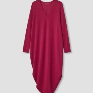 Universal Standard GENEVA V-Neck Long DRESS Beet Red 3XS 2-4 asymmetrical hemNWT